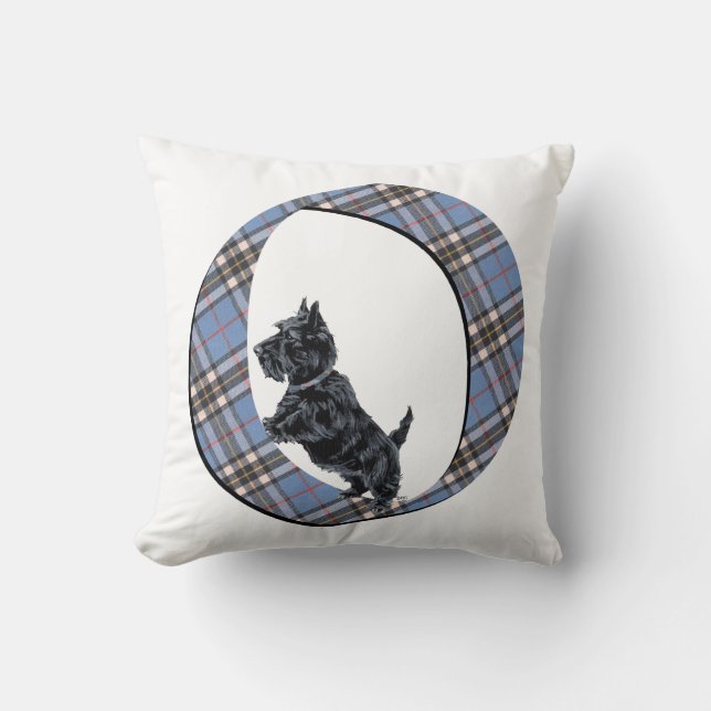 Scottish Terrier Monogram O Pillow Kissen (Vorderseite)