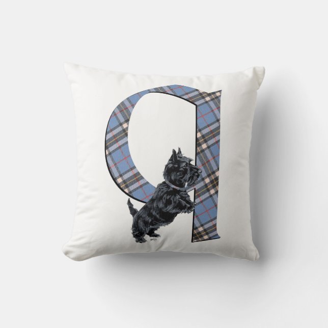 Scottish Terrier Monogram Q Coussin (Recto)