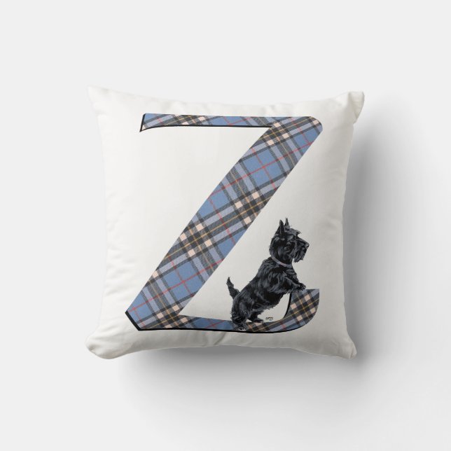 Scottish Terrier Monogram Z Pillow Kissen (Vorderseite)