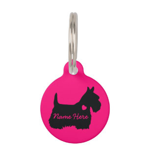 Scottish Terrier Neon Pink einfaches Herz Haustiermarke