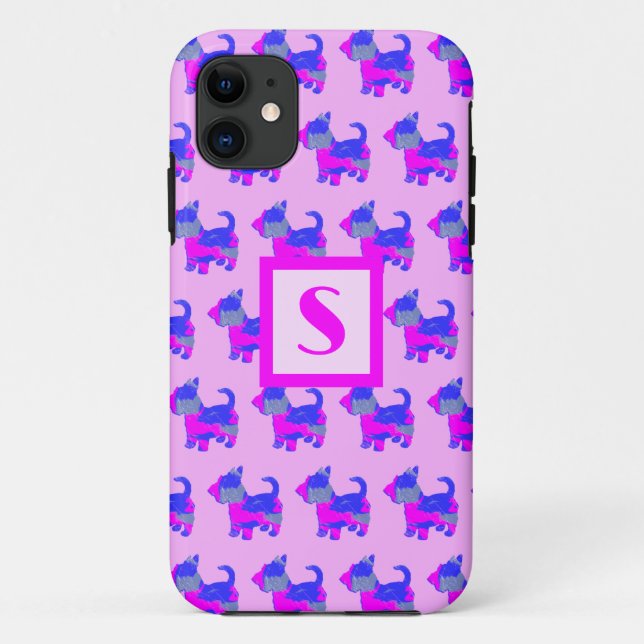 Scottish Terrier Niedlich Dog Pink Silhouette Mono Case-Mate iPhone Hülle (Rückseite)