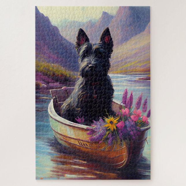 Scottish Terrier on a Paddle: Ein Landschaftliches (Vertikal)