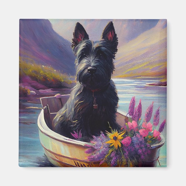 Scottish Terrier on a Paddle: Ein Landschaftliches Magnet (Vorne)
