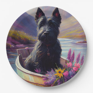 Scottish Terrier on a Paddle: Ein Landschaftliches Pappteller
