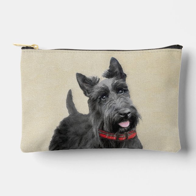 Scottish Terrier Painting Black Original Dog Art Zubehörtasche (Vorderseite)