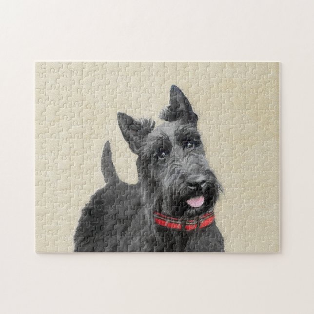 Scottish Terrier Painting - Niedliche Original Dog (Horizontal)