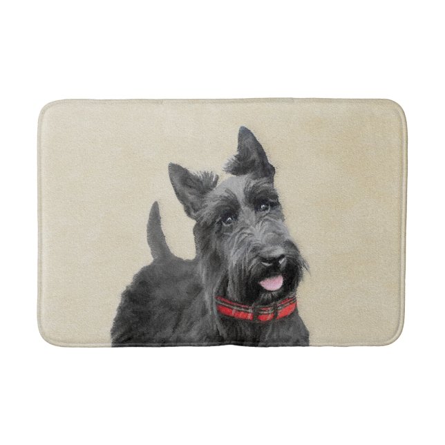 Scottish Terrier Painting - Niedliche Original Dog Badematte (Vorderseite)