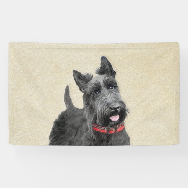 Scottish Terrier Painting - Niedliche Original Dog Banner (Horizontal)