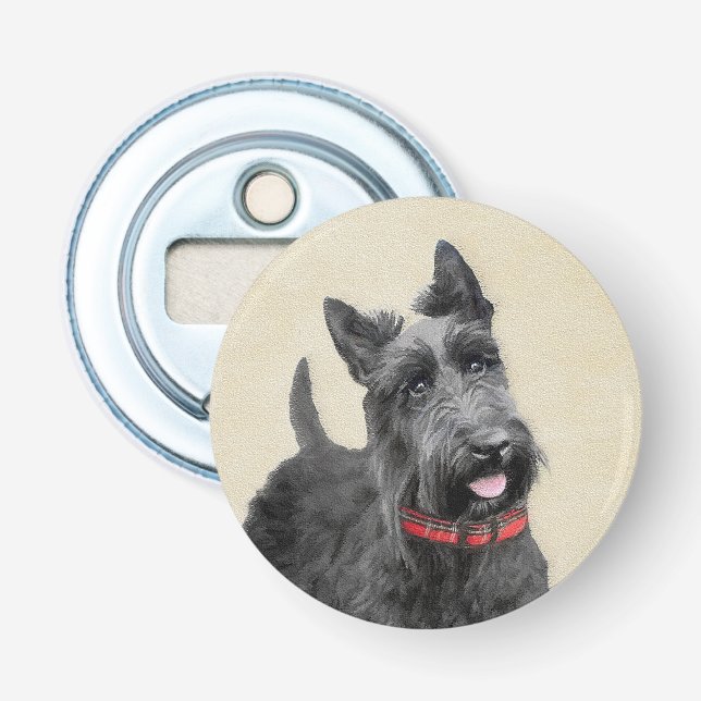 Scottish Terrier Painting - Niedliche Original Dog Flaschenöffner (Vorderseite)