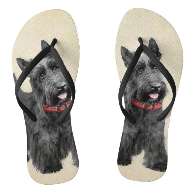 Scottish Terrier Painting - Niedliche Original Dog Flip Flops (Fußbett)