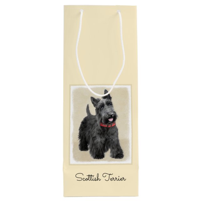 Scottish Terrier Painting - Niedliche Original Dog Geschenktüte Für Weinflaschen (Rückseite)