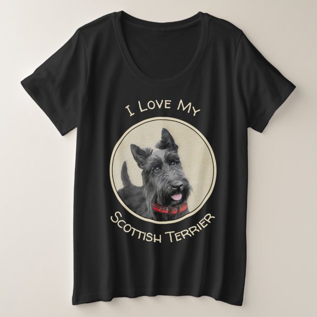Scottish Terrier Painting - Niedliche Original Dog Große Größe T-Shirt (Design vorne)