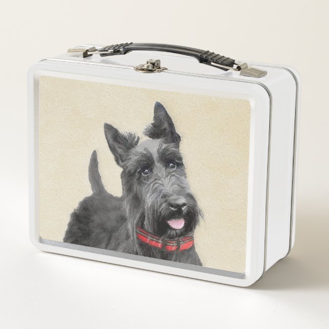 Scottish Terrier Painting - Niedliche Original Dog Metall Brotdose (Vorderseite)