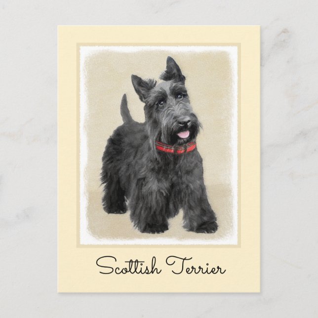 Scottish Terrier Painting - Niedliche Original Dog Postkarte (Vorderseite)