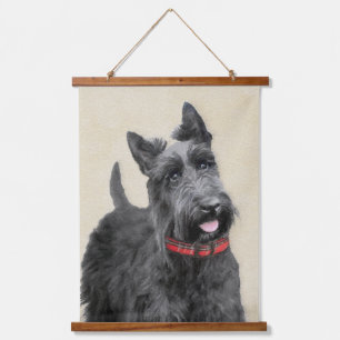 Scottish Terrier Painting - Niedliche Original Dog Wandteppich Mit Holzrahmen