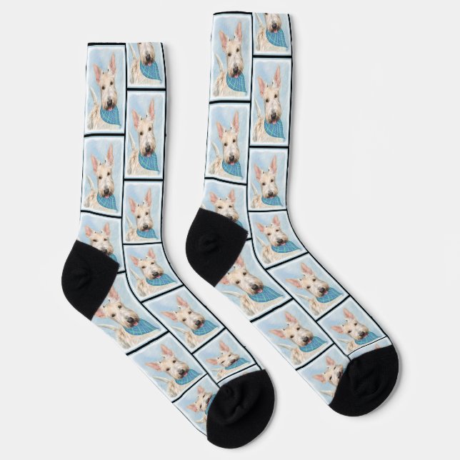 Scottish Terrier Painting Wheaten Original Dog Art Socken (Rechts)