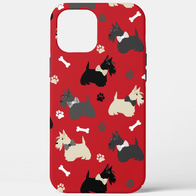 Scottish Terrier Paws and Bones Red Case-Mate iPhone Hülle (Rückseite)
