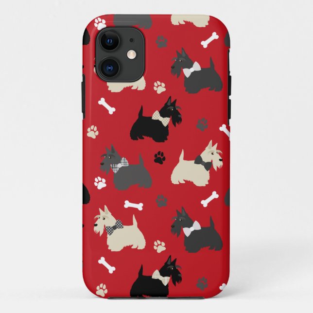 Scottish Terrier Paws and Bones Red Case-Mate iPhone Hülle (Rückseite)