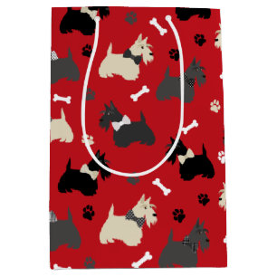Scottish Terrier Paws and Bones Red Mittlere Geschenktüte