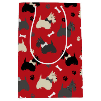 Scottish Terrier Paws and Bones Red Mittlere Geschenktüte