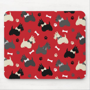 Scottish Terrier Paws and Bones Red Mousepad