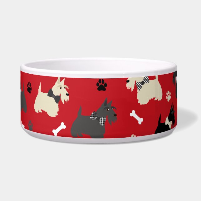 Scottish Terrier Paws and Bones Red Napf (Vorderseite)