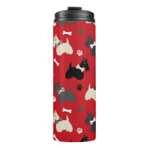 Scottish Terrier Paws and Bones Red Thermosbecher