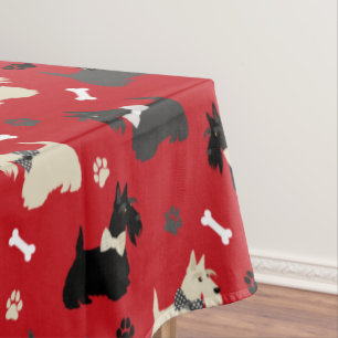 Scottish Terrier Paws and Bones Red Tischdecke