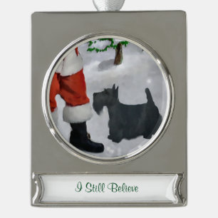 Scottish Terrier Personalisierte Weihnachten Banner-Ornament Silber