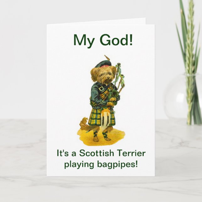 Scottish Terrier Playing Bagpipe Spaß Birthday Karte (Vorderseite)