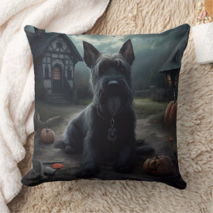 Scottish Terrier Pumpkins Halloween Beängstigend Kissen