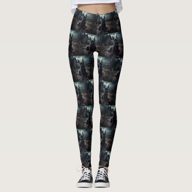 Scottish Terrier Pumpkins Halloween Beängstigend Leggings (Vorderseite)