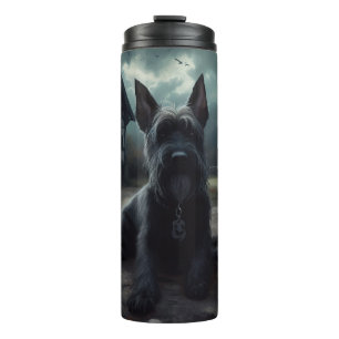 Scottish Terrier Pumpkins Halloween Beängstigend Thermosbecher