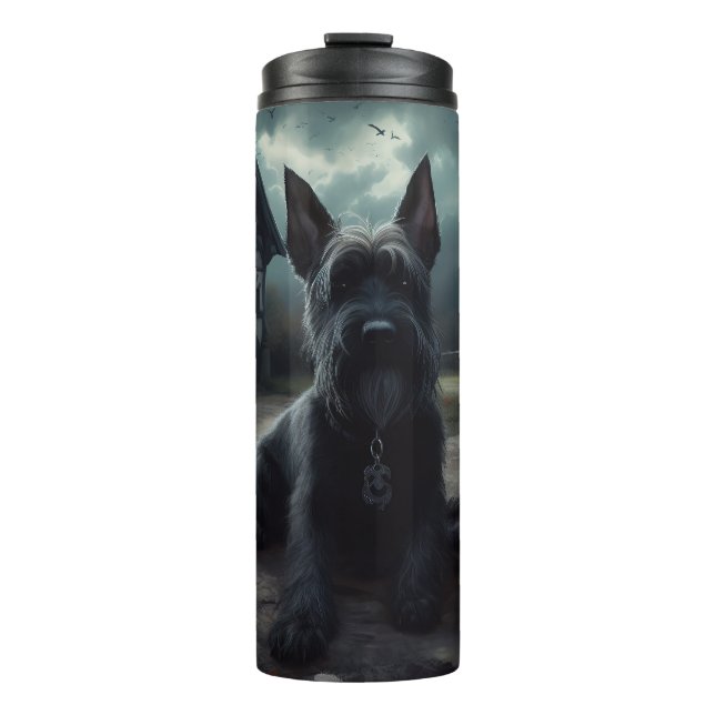 Scottish Terrier Pumpkins Halloween Beängstigend Thermosbecher (Vorderseite)