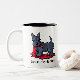 Scottish Terrier Puppy Trouble Zweifarbige Tasse