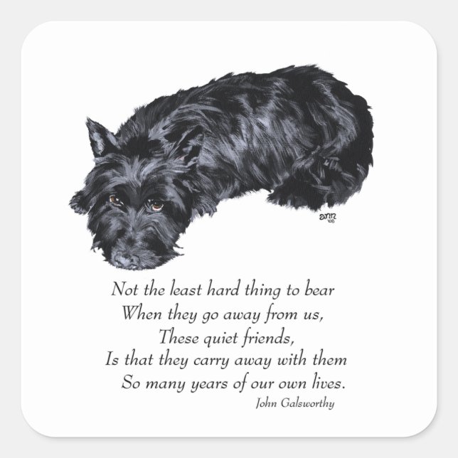 Scottish Terrier Rainbow Bridge Quadratischer Aufkleber (Vorderseite)