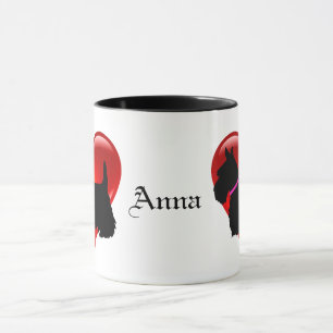 Scottish Terrier red heart/Liebe Island grüner Ro Tasse
