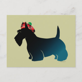 Scottish Terrier Red Kariert Hat Postkarte