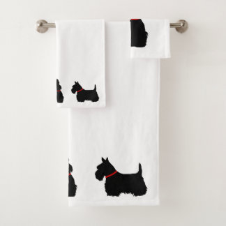 Scottish Terrier/red Kragen/weiß - eigene Farbe au Badhandtuch Set