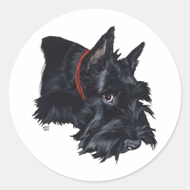 Scottish Terrier Resting Runder Aufkleber (Vorderseite)