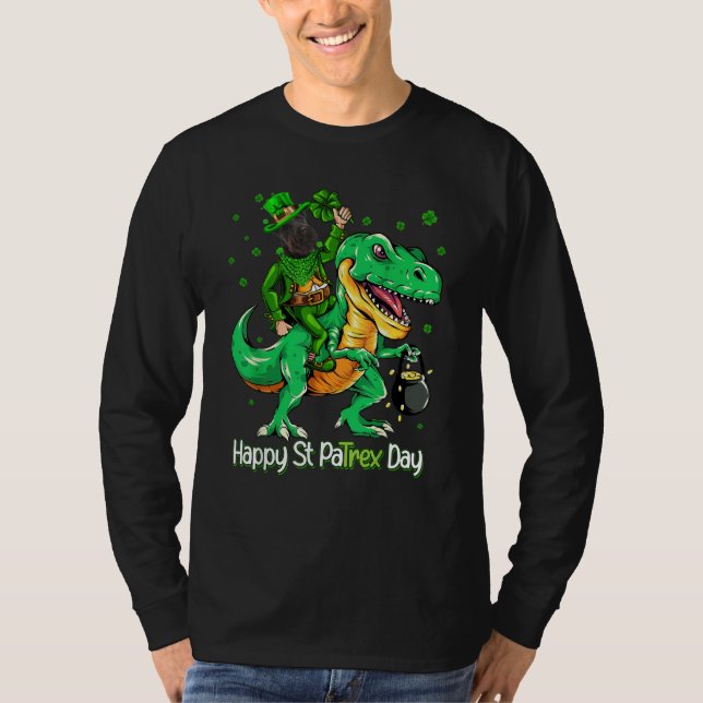 Scottish Terrier Riding Dinosaur Patricks Day Sham T-Shirt (Vorderseite)