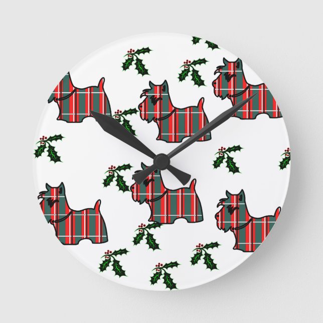 SCOTTISH TERRIER RUNDE WANDUHR (Vorderseite)