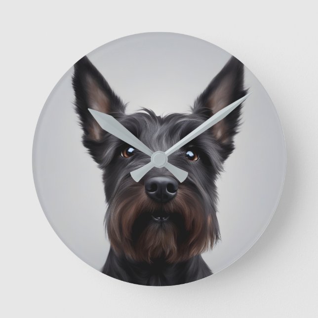 Scottish Terrier Runde Wanduhr (Vorderseite)