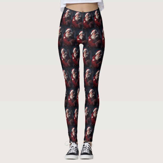 Scottish Terrier Santa Claus Weihnachten Leggings (Vorderseite)