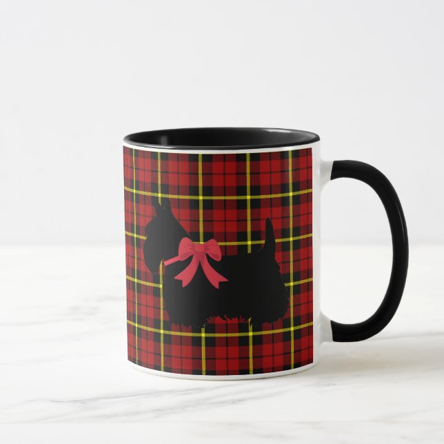 Scottish Terrier, Scotland dog, Brick Red kariert Tasse (Rechts)