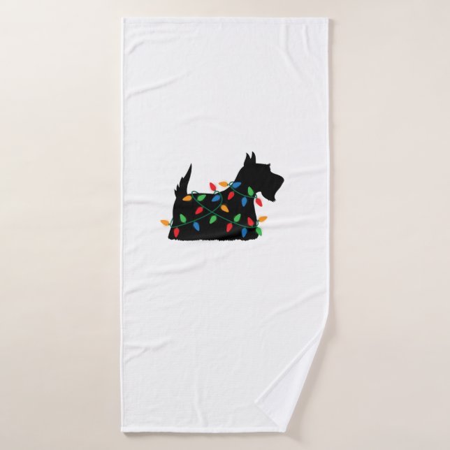 Scottish Terrier Scottie Chien Noël Lumières Cadea (Serviette de bain)