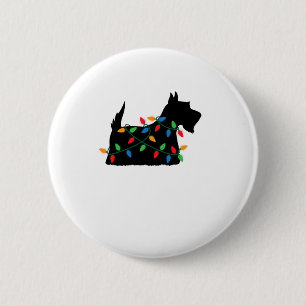 Scottish Terrier Scottie Dog Christmas Lights Gift Button