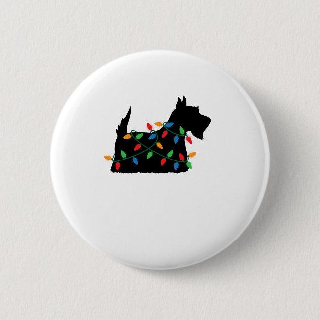 Scottish Terrier Scottie Dog Christmas Lights Gift Button (Vorderseite)