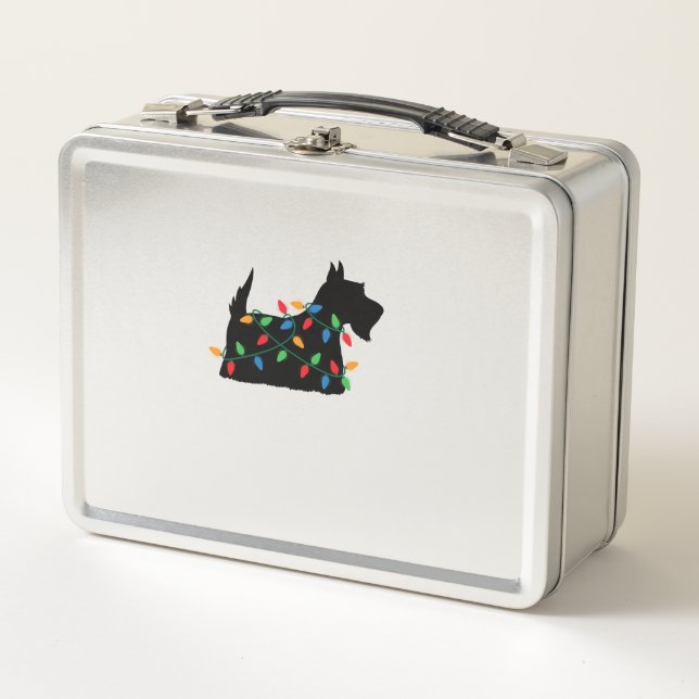 Scottish Terrier Scottie Dog Christmas Lights Gift Metall Brotdose (Vorderseite)