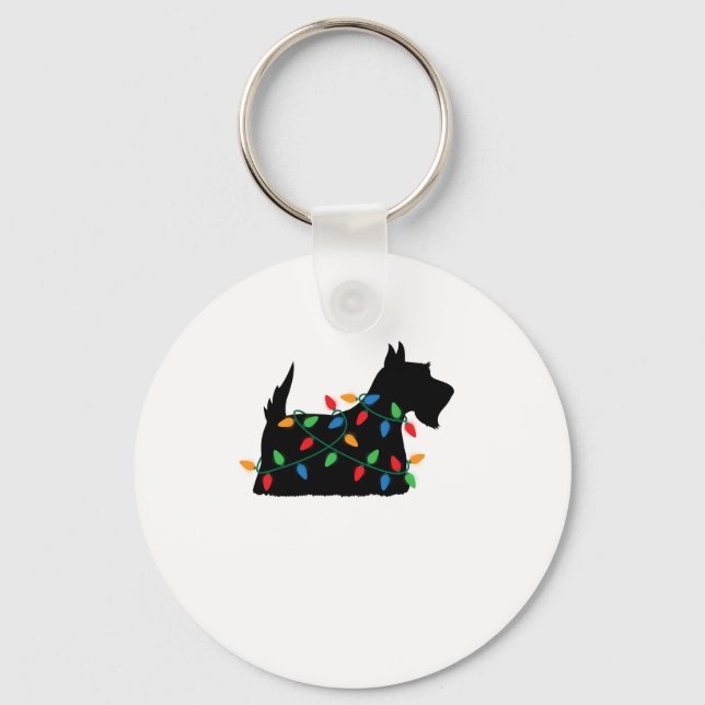 Scottish Terrier Scottie Dog Christmas Lights Gift Schlüsselanhänger (Vorderseite)